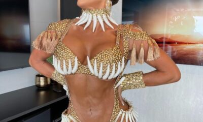 Com look ousado, Musa da Gaviões coloca corpão para jogo e dá spoiler de fantasia: “afro, misteriosa e sensual”